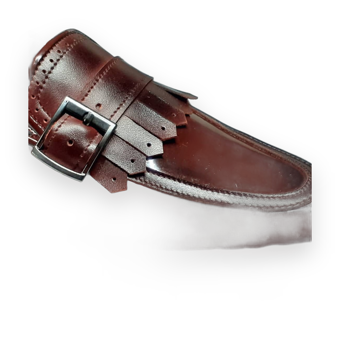 Loafer coniac cu franjuri kiltie și cataramă
